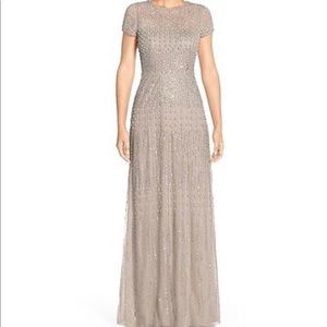 Adrianna Papell Embellished Gown Pearl Gray